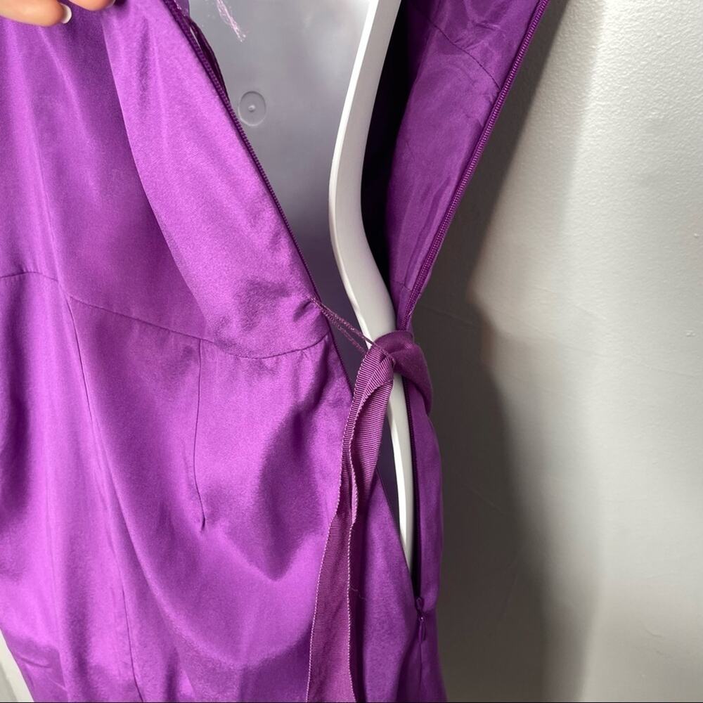 TRINA TURK Silk Dress Womens Size 8 One Shoulder Beaded Belted Mini Party Purple - Picture 7 of 11